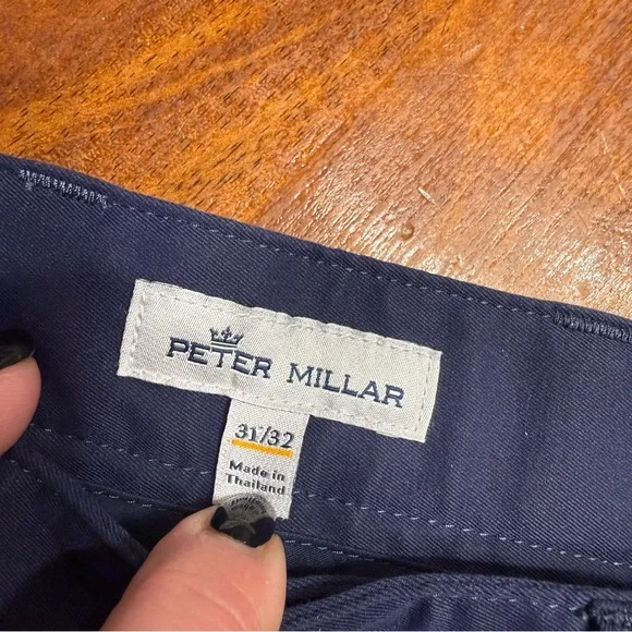 Peter Millar performance Classic Navy Chinos pants size 31/32 stretch 5 pocket